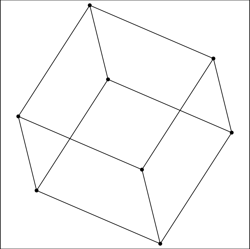 Edges added to the vertices of a 3D cube.